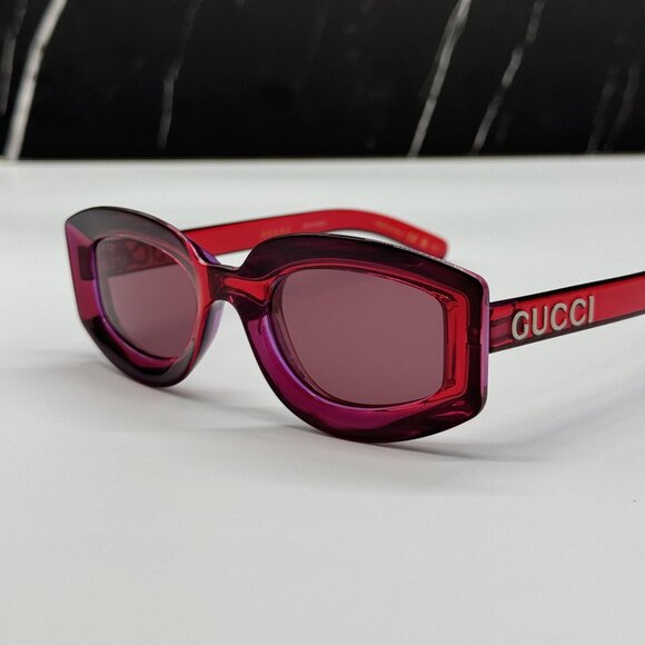NEW GUCCI SUNGLASSES GG1719S 004 RED WOMEN EYEWEAR - Picture 4 of 10